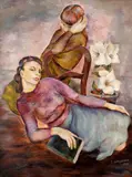 Edita Hirschová, Two Women with Amaryllis, 1938, oil on canvas