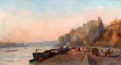 Albert Maria Lebourg, Seine in Suresnes Towards Evening, 1890s, oil on canvas