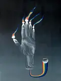 Šárka Koudelová, Hand, 2017, olej na březové desce