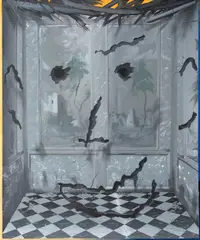 Ondřej Basjuk, Bogeymen / Hidden Face of Totality, 2021, acrylic on canvas