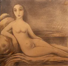 Jan Zrzavý, Girl's Nude, 1913, charcoal on paper