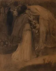 Jan Preisler, The Kiss, 1895, charcoal on paper