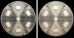 Běla Kolářová, Large Snap Fastener (Peaceful) (diptych), 1971, assemblage on paper