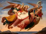Karl von Blaas, Angels Carrying Saint Catherine of Alexandria to Mount Sinai, 1843, oil on wooden board