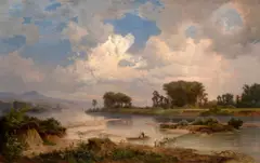 Bedřich Wachsmann, Landscape along the river Elbe near Litoměřice, 1861, oil on canvas