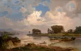 Bedřich Wachsmann, Landscape along the river Elbe near Litoměřice, 1861, oil on canvas