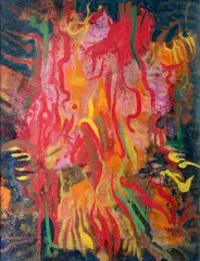 František Hudeček, Burning, 1945, tempera on cardboard