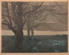 Vojtěch Preissig, Dawn, 1900, barevný lept na papíře