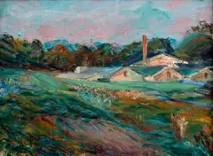 Miloslav Holý, Greenhouses in Veleslavín, 1943, oil on canvas