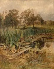 Julius Mařák, On the Edge of a Pond, 1970s, oil on canvas