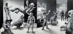 Teodor Rotrekl, Six Days on Luna 1, 1963, mised media (water color, ink, ceruse) on cardboard