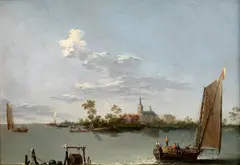 Norbert Grund, Fishermen on the Lake, circa 1750, oil on metal