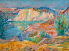 Miloslav Holý, Little lake in Vokovice backyard, 1958, tempera on canvas