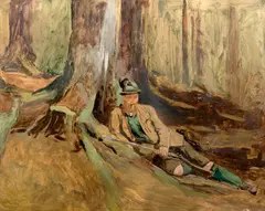 Julius Mařák, Gamekeeper in the Forest, 1885–1895, oil on paper
