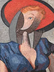 Adam Štech, Woman in a Red Hat, 2021, gypsum mosaic