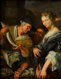 Jacob Toorenvliet, On the Fish Market, circa 1670, oil on wood panel