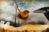 Ota Janeček, Curious Courtship, 1977, oil on canvas