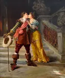 Jan Skramlík, The Kiss, first decade of the 20th century, oil on wood panel
