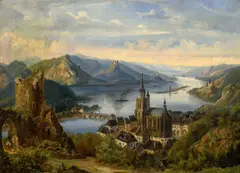 Ferdinand Lepié, Lake Landscape, 1854, oil on canvas