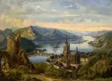 Ferdinand Lepié, Lake Landscape, 1854, oil on canvas