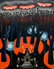 Karel Teissig, Park in Karlin, 1979, acrylic on canvas laid down on wood panel