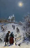 Adolf Liebscher, Midnight Mass, after 1900, oil on canvas