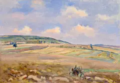 Václav Rabas, Ploughing, 1954, oil on canvas