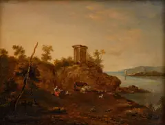 Norbert Grund, Romantic Scenes (pendants), circa 1760, oil on wood panel