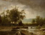 Adolf Chwala, Mountain Stream, 1875–1880, oil on wood panel