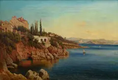 Alois Kirnig, Mediterranean Coast, 1888, oil on canvas
