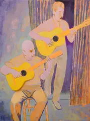 Ernest Neuschul, Spanish Guitarists, circa 1950, oil on canvas
