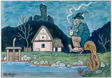 Water Goblin by Josef Lada, 1947, qouache on paper, sold Nov 2021