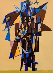 Bird Actor by Bohumír Matal, 1977, oil on wood panel, sold Nov 2021