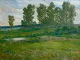 Augustin Satra, Landscape with a Pond, after 1900, oil on cardboard