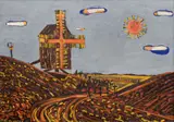 František Hudeček, Landscape with a Windmill, 1939, oil on canvas laid down on cardboard