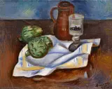 Alfred Justitz, Still Life with Artichokes, 1925, oil on canvas