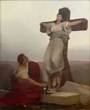 Gabriel von Max, Female Martyr Saint on a Cross (Saint Julia), 1865, oil on canvas
