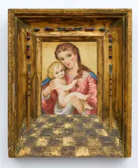 Linka Procházková, Mother with Child, 1930s, oil on wood panel