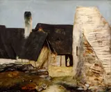 Vladimír Sychra, Farmstead, 1943, oil on wood panel