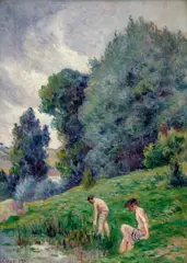 Maximilien Luce, Bathing, 1903, oil on wood panel