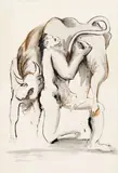 Emil Filla, Theseus Carrying the Cretan Bull, 1938, mixed media (oil, ink) on canvas laid down on plywood