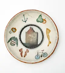 Vlastimil Beneš, House, 1965, tempera on plaster plate