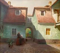 Václav Jansa, Backyard in Malá Strana, circa 1900, oil on canvas
