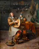 Jan Skramlík, The Mandolin Player, before 1900, oil on wood panel