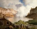 Albert Zimmermann, Mountain Landscape with Chamois Deer