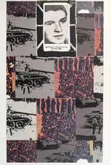 Joe Tilson, Suicide by Fire, January 1969, 1970, mixed media (screenprint, collage) on paper
