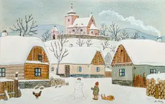 Josef Lada, Winter, 1944, gouache on cardboard