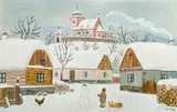 Josef Lada, Winter, 1944, gouache on cardboard