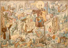 Josef Vácha, Zoology of L. L. Loubal, 1947, mixed media (ink, watercolor) on paper