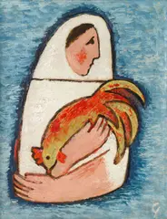 Mikuláš Galanda, Woman with a Rooster, 1937, oil on canvas